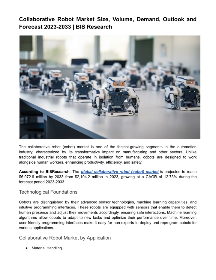 collaborative robot market size volume demand n.w