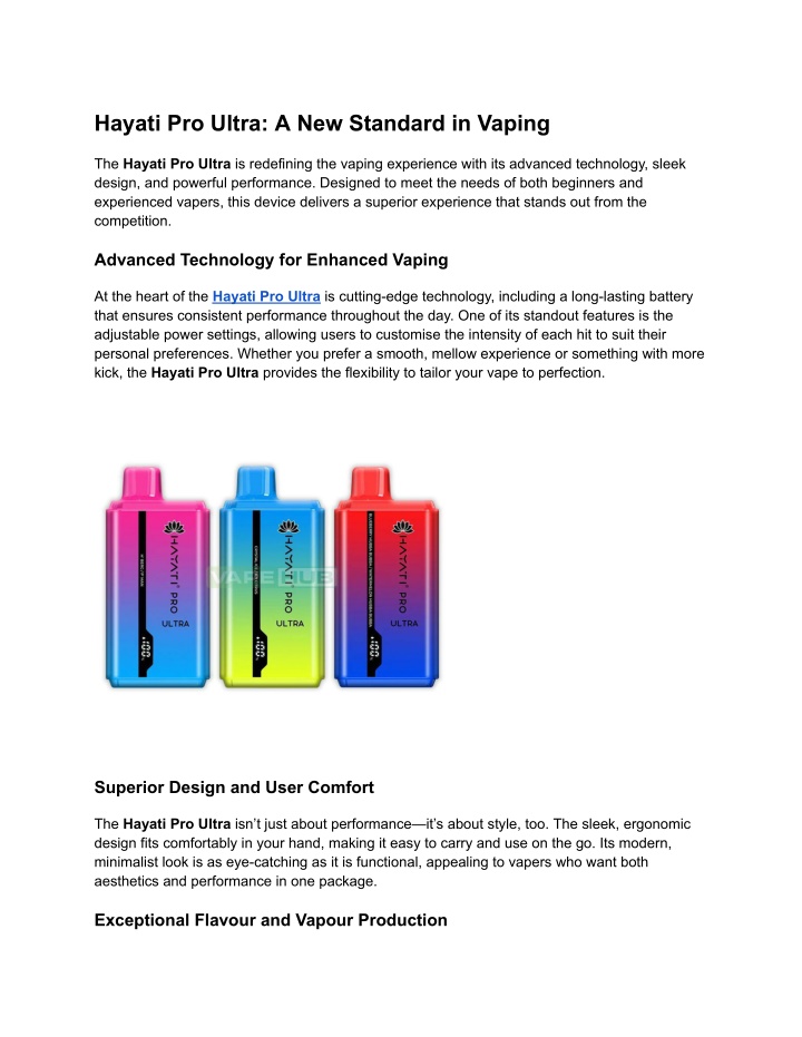 hayati pro ultra a new standard in vaping n.w