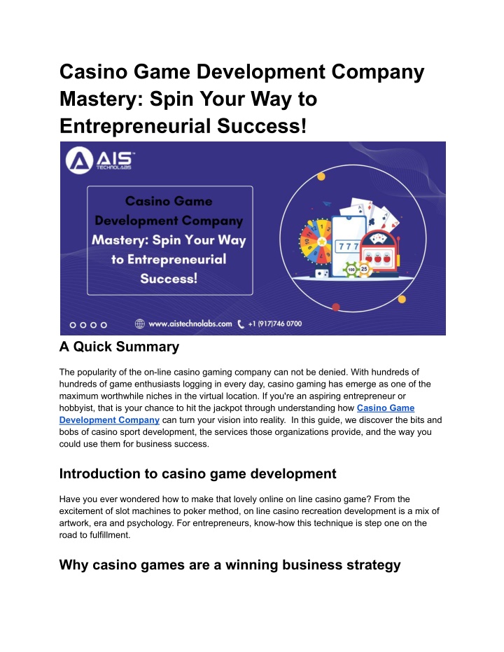 casino game development company mastery spin your n.w