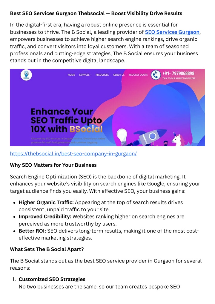 best seo services gurgaon thebsocial boost n.w