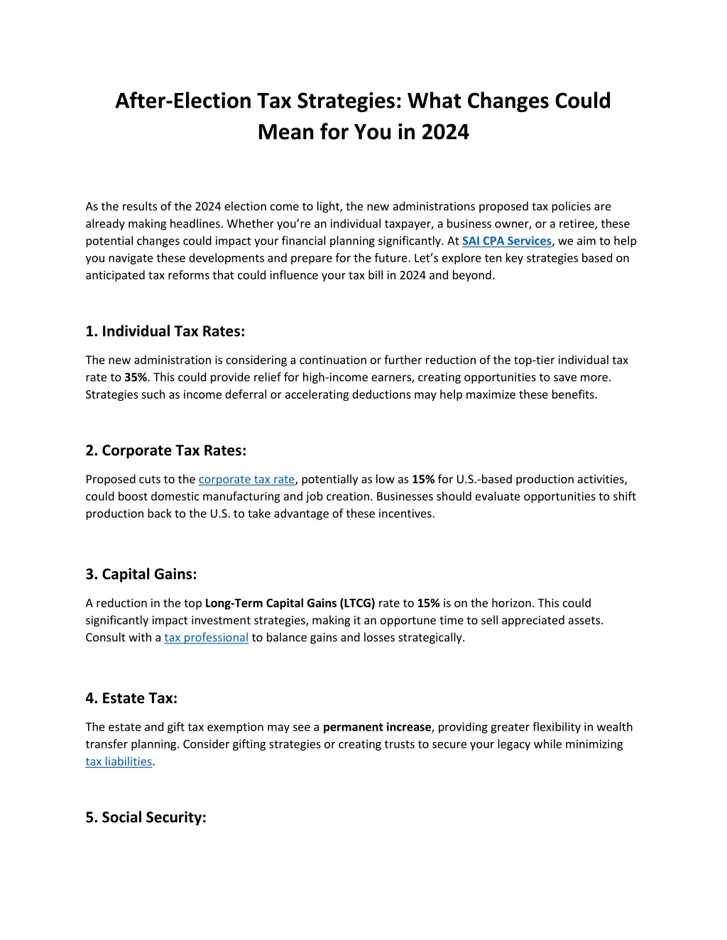 after election tax strategies what changes could l.w