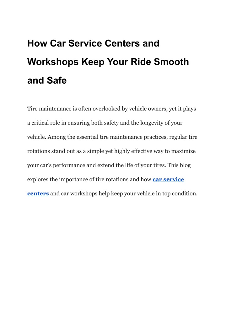 how car service centers and n.w