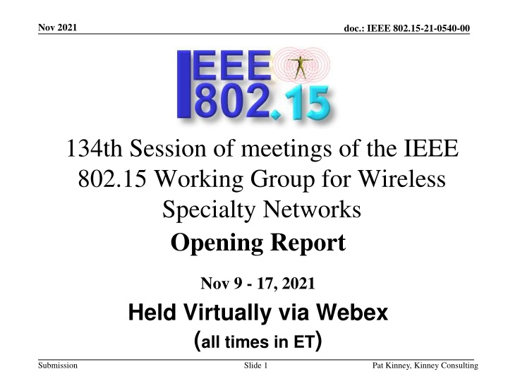 IEEE 802.15 Working Group Meeting Report Nov. 2021