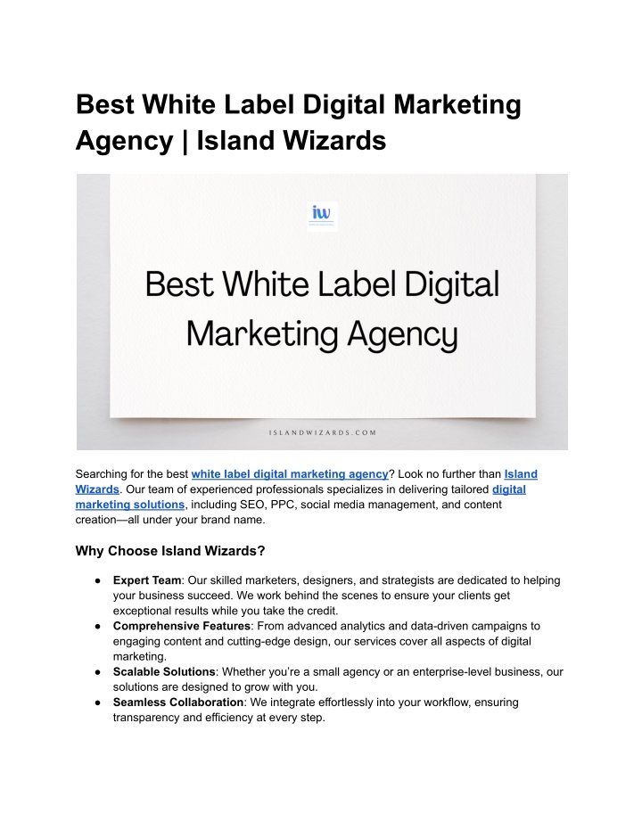best white label digital marketing agency island n.w