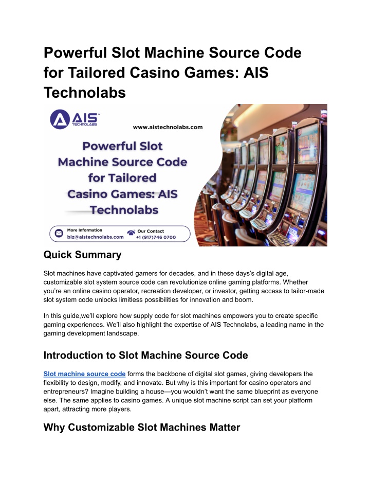 powerful slot machine source code for tailored n.w