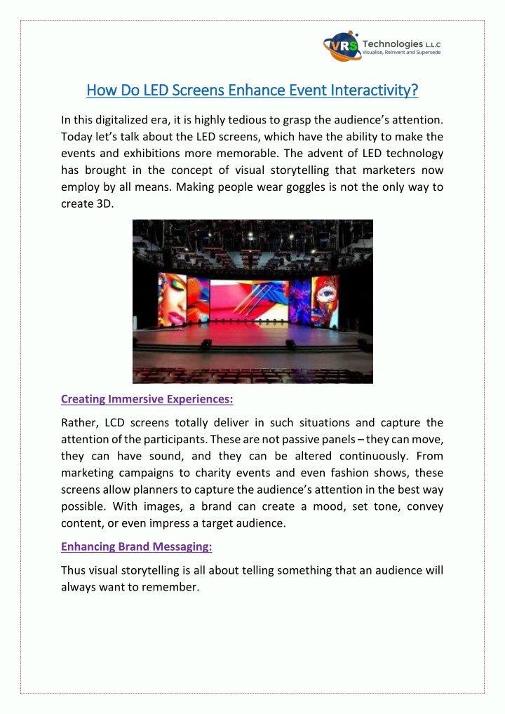 how do led screens enhance event interactivity n.w