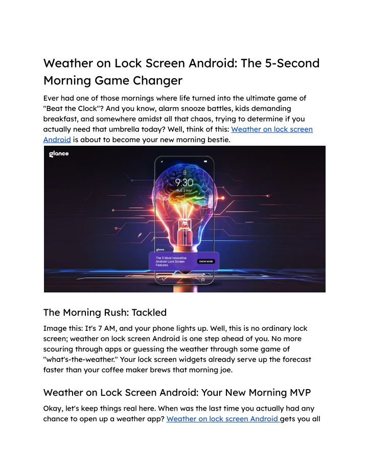 weather on lock screen android the 5 second n.w