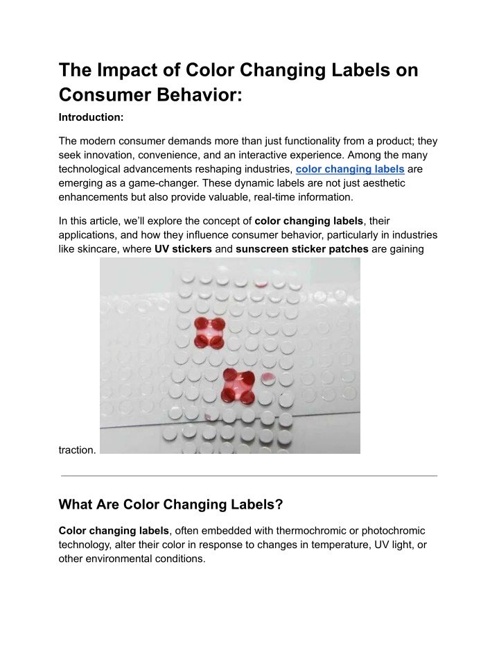 the impact of color changing labels on consumer n.w