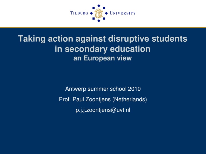Managing Disruptive Students in European Secondary Education