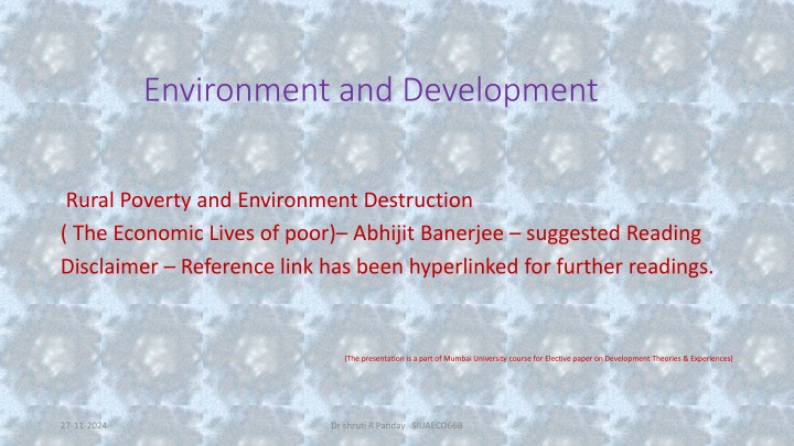 The Poverty-Environment Nexus