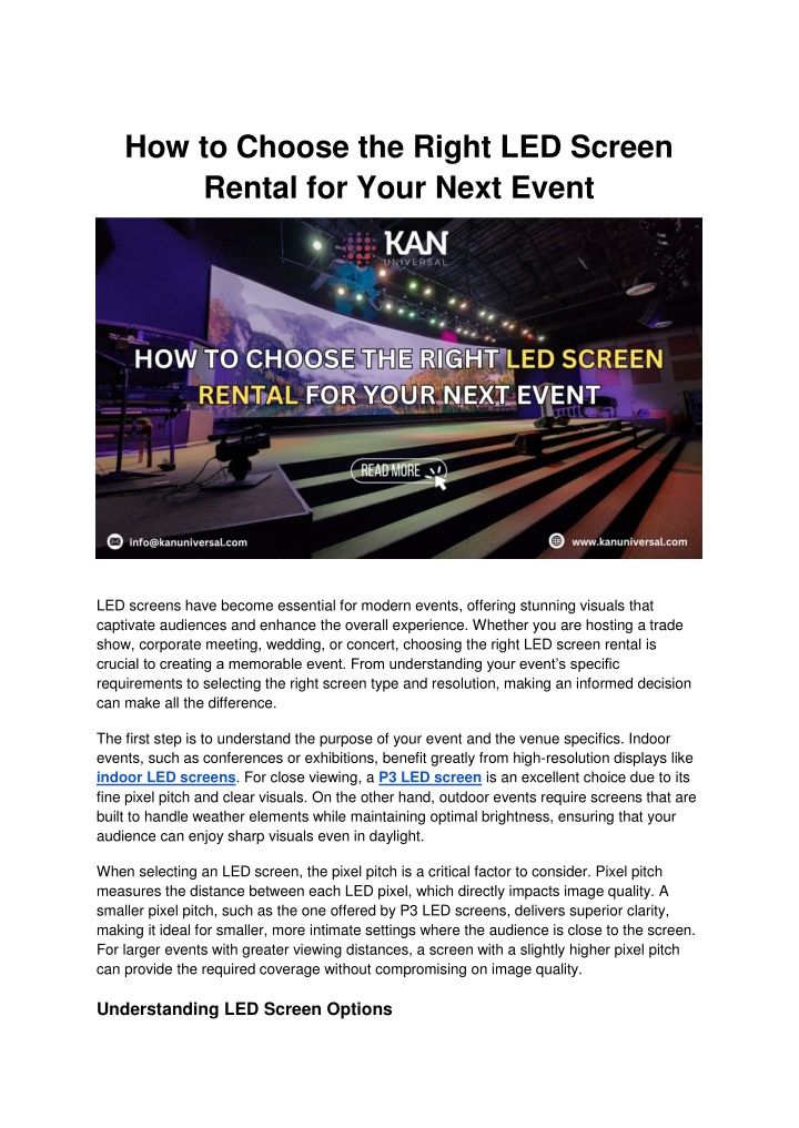 how to choose the right led screen rental n.w