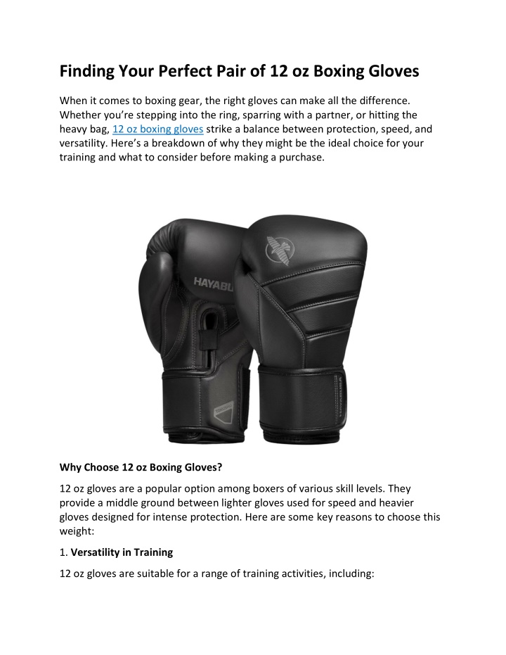 finding your perfect pair of 12 oz boxing gloves n.w