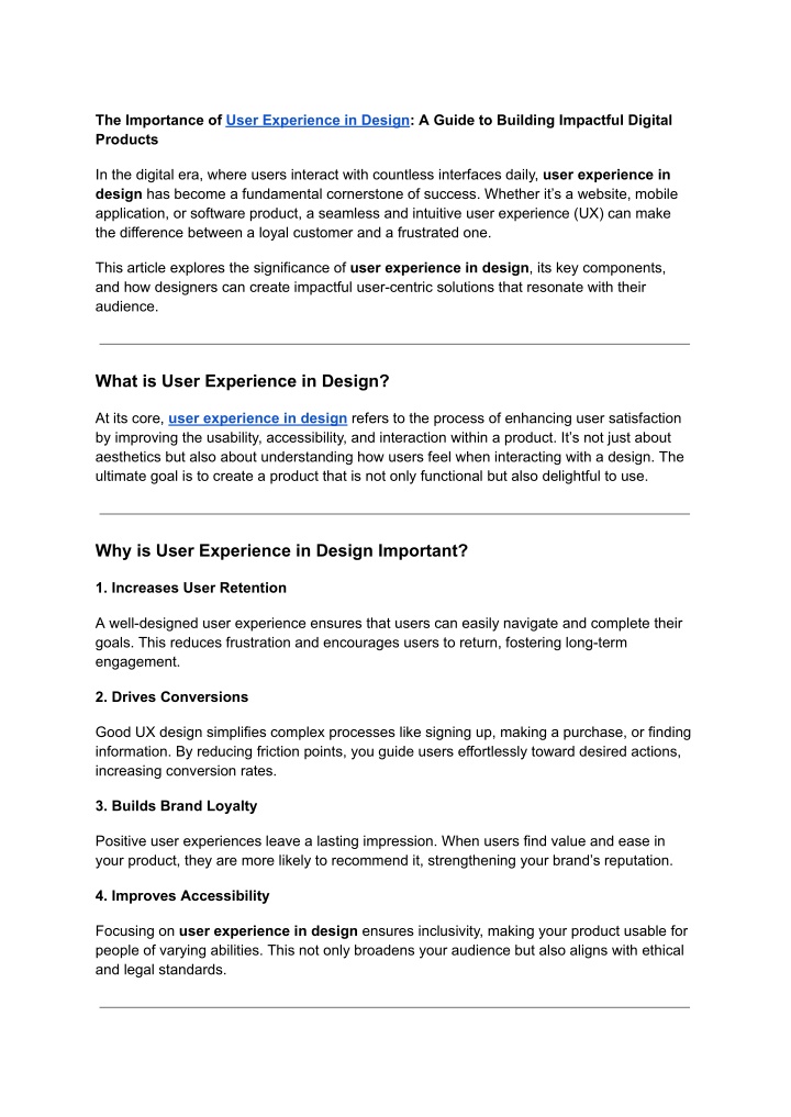 the importance of user experience in design n.w