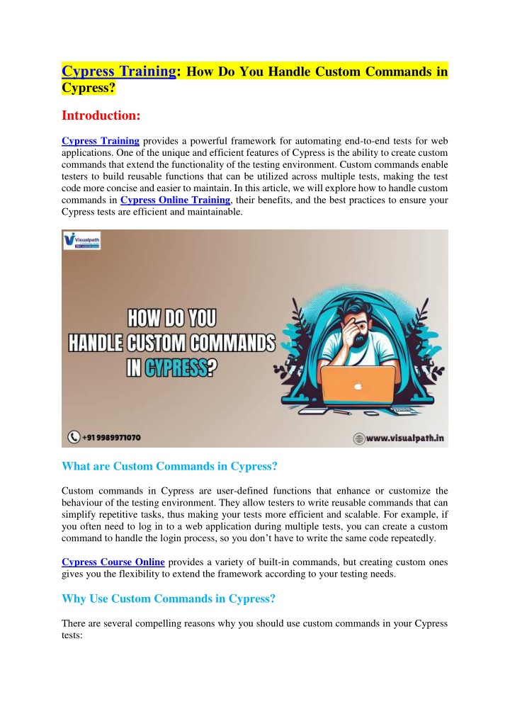 cypress training how do you handle custom n.w