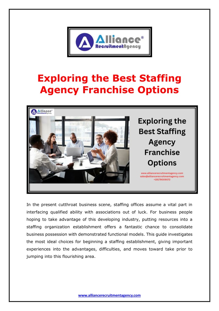 exploring the best staffing agency franchise n.w