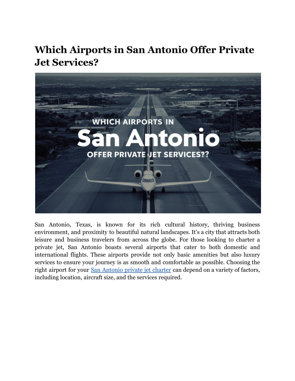 which airports in san antonio offer private l.w