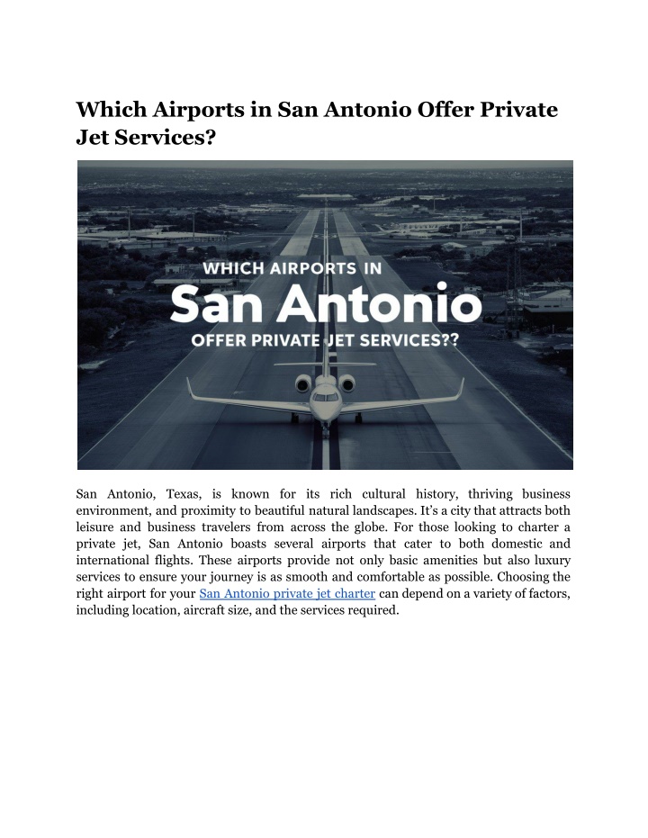 which airports in san antonio offer private n.w