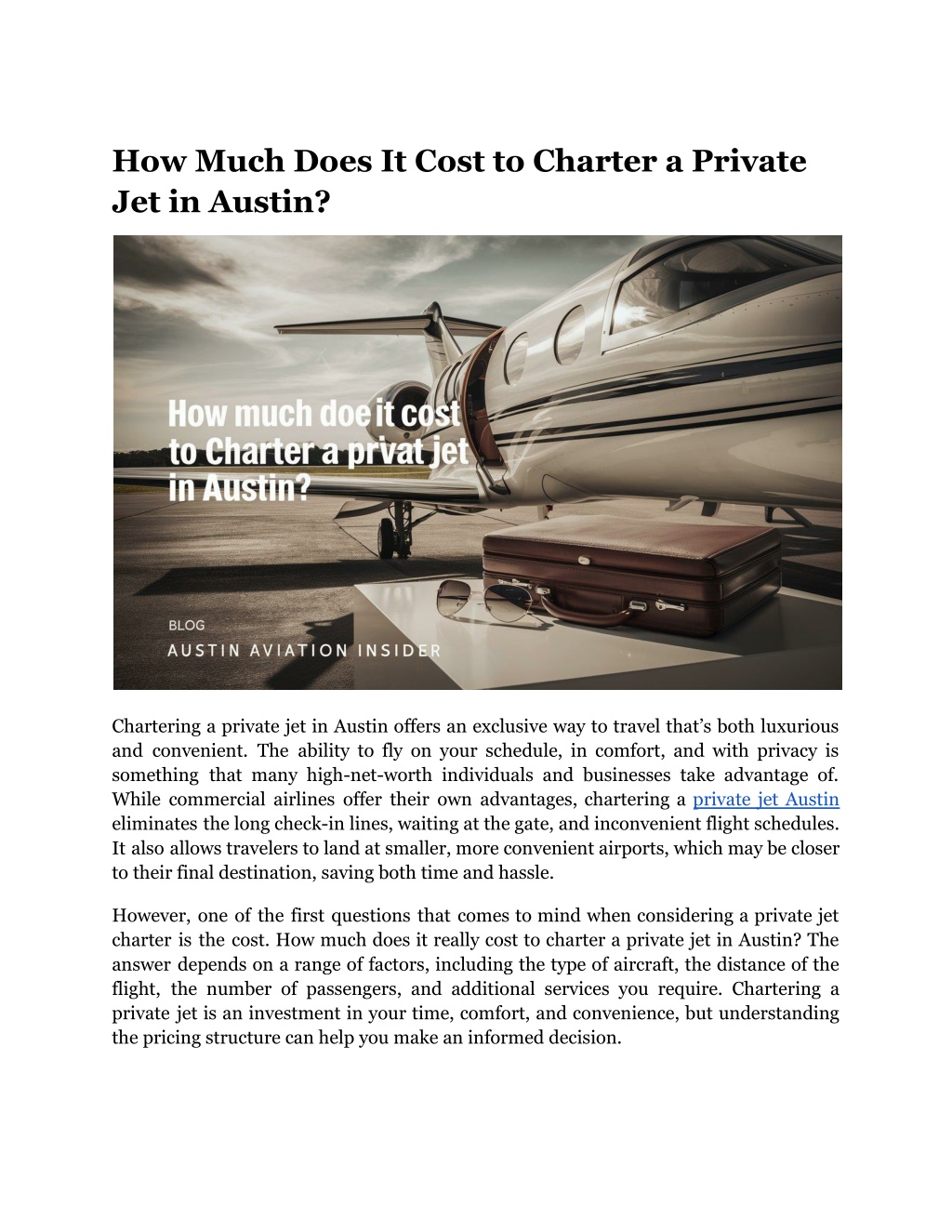 how much does it cost to charter a private l.w