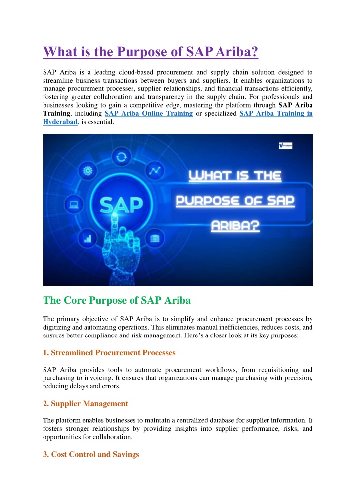 what is the purpose of sap ariba n.w