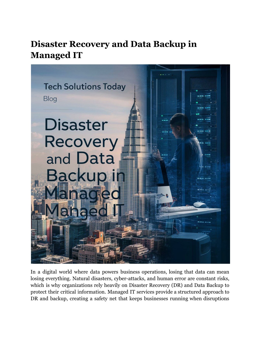 disaster recovery and data backup in managed it l.w