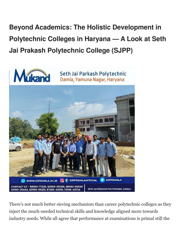 beyond academics the holistic development in n.w