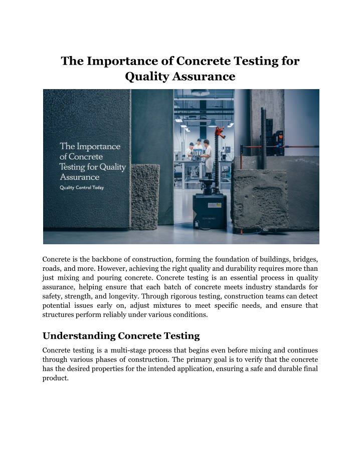 the importance of concrete testing for quality n.w