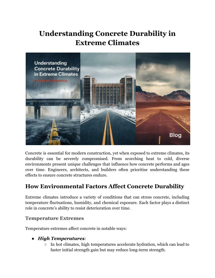 understanding concrete durability in extreme n.w