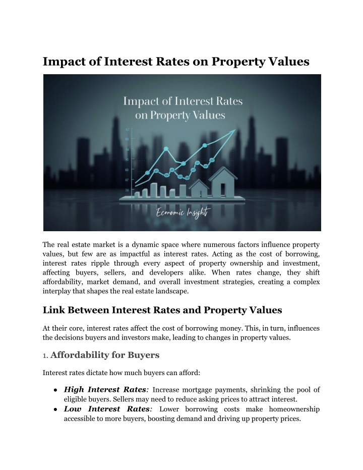 impact of interest rates on property values n.w
