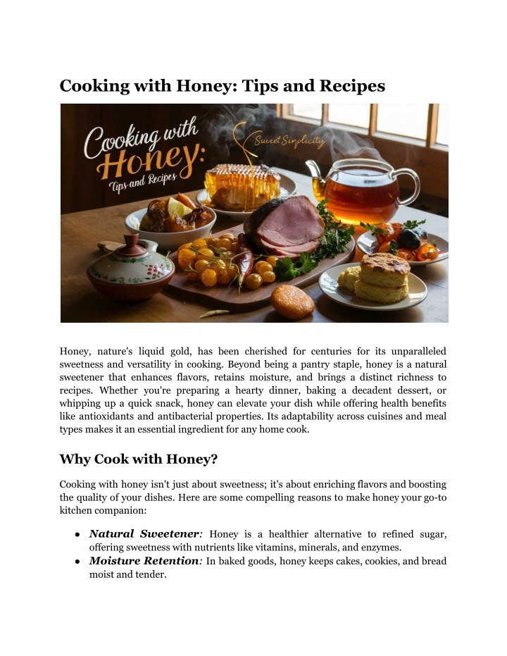 cooking with honey tips and recipes n.w