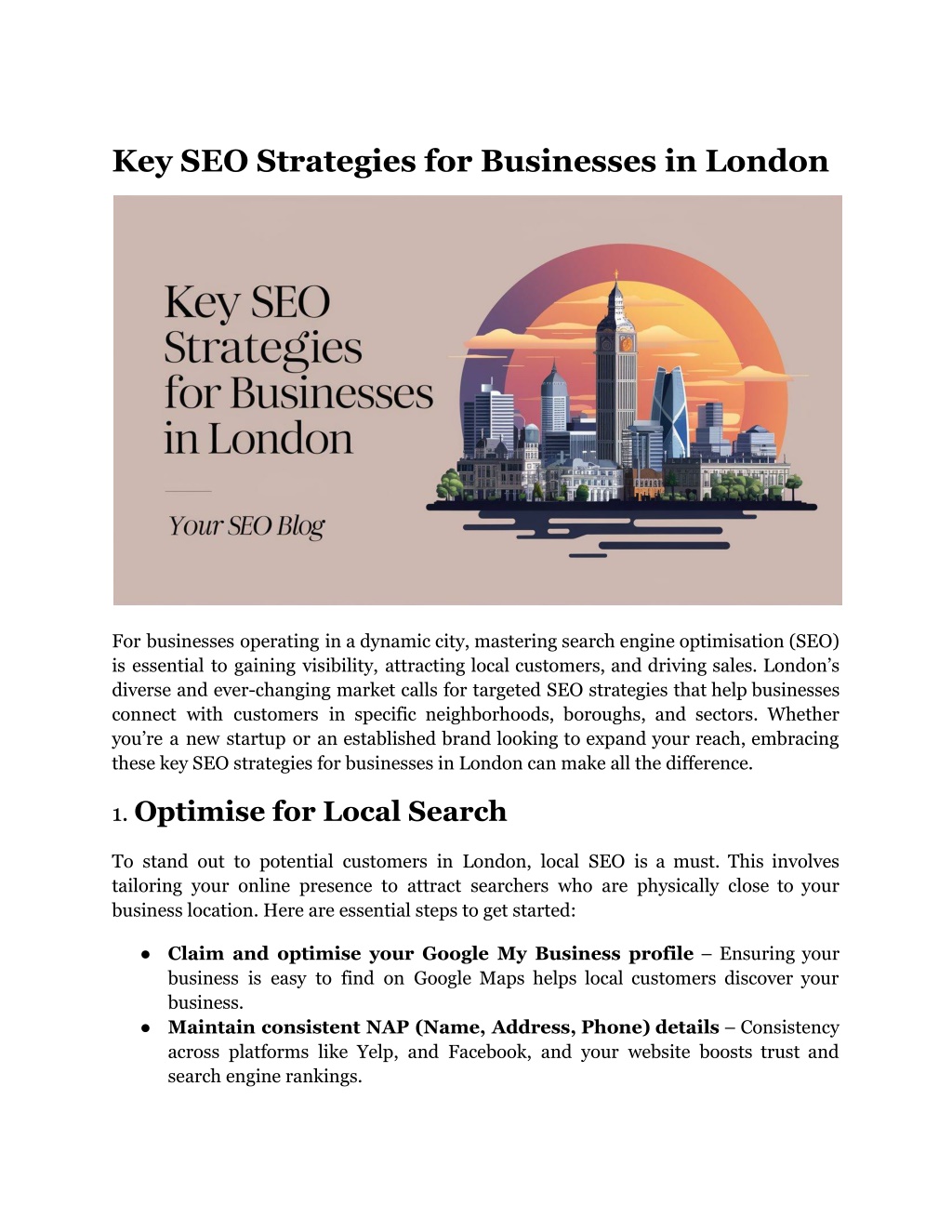 key seo strategies for businesses in london l.w