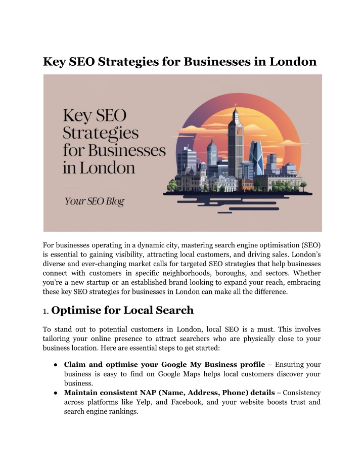 key seo strategies for businesses in london n.w