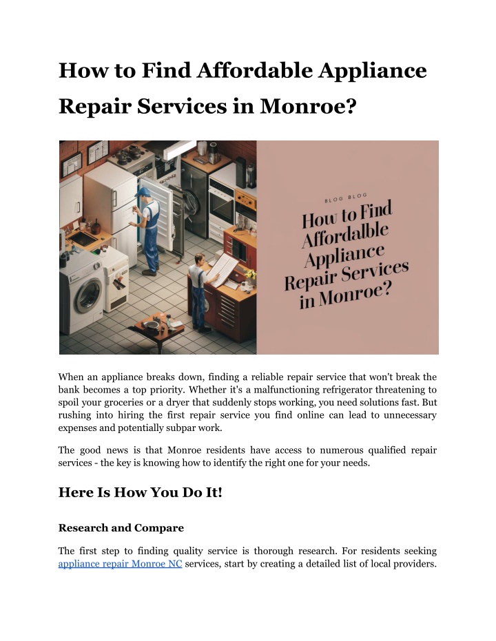 how to find affordable appliance n.w