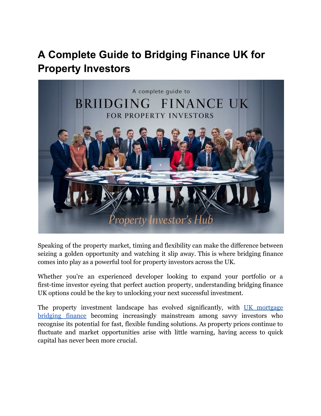 a complete guide to bridging finance l.w