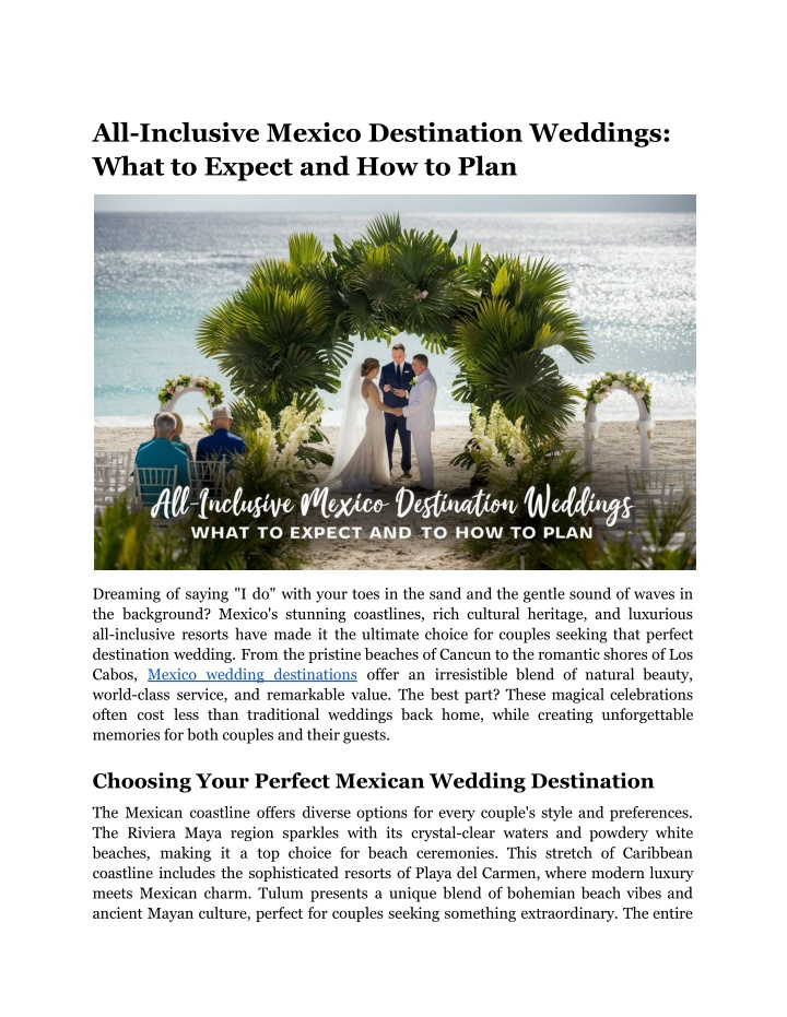 all inclusive mexico destination weddings what n.w