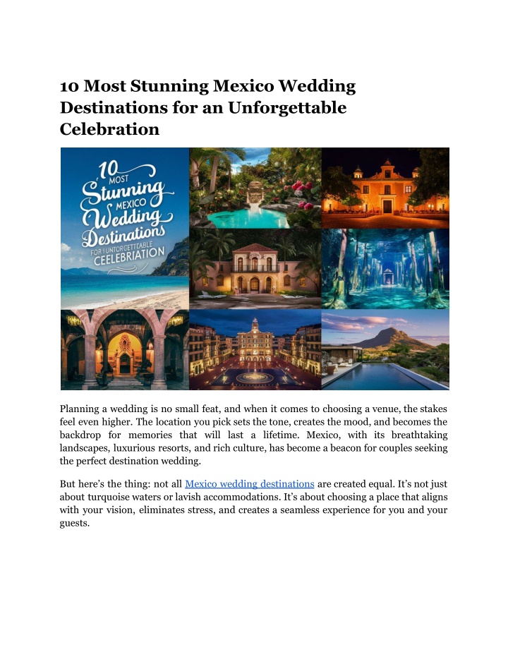 10 most stunning mexico wedding destinations n.w