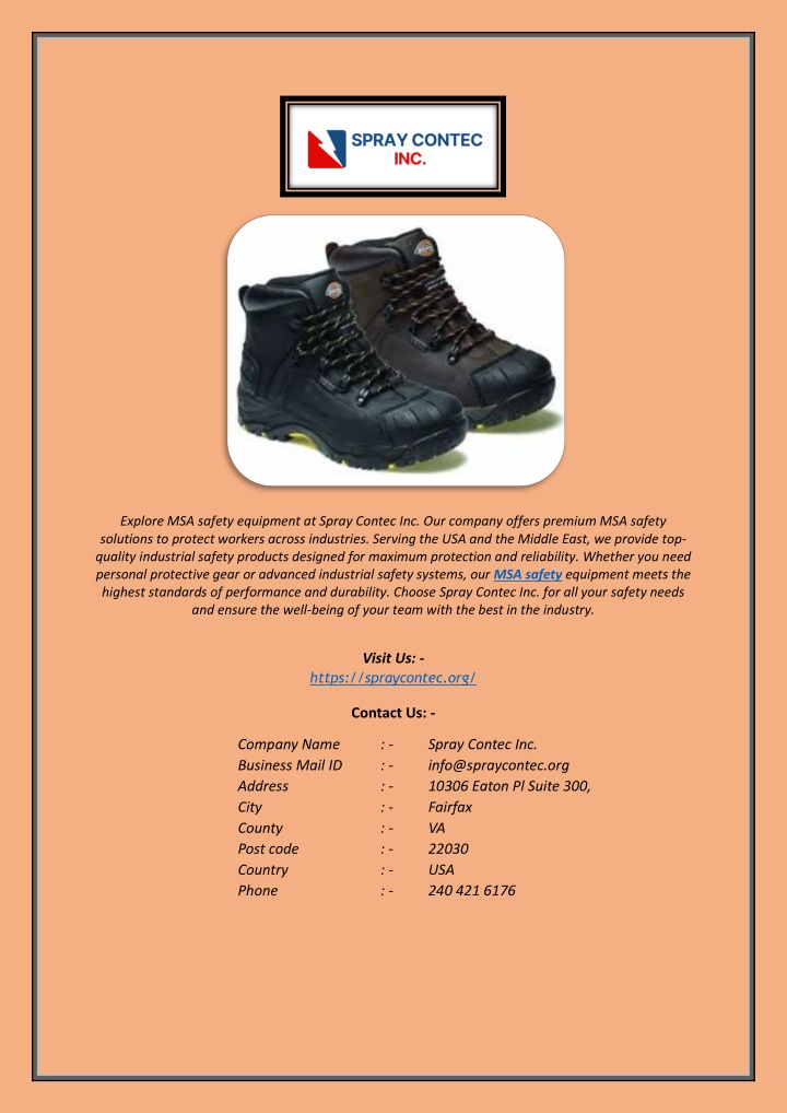 explore msa safety equipment at spray contec n.w