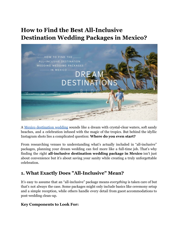 how to find the best all inclusive destination n.w