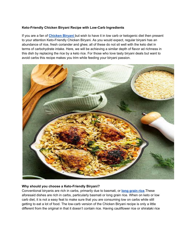 keto friendly chicken biryani recipe with n.w