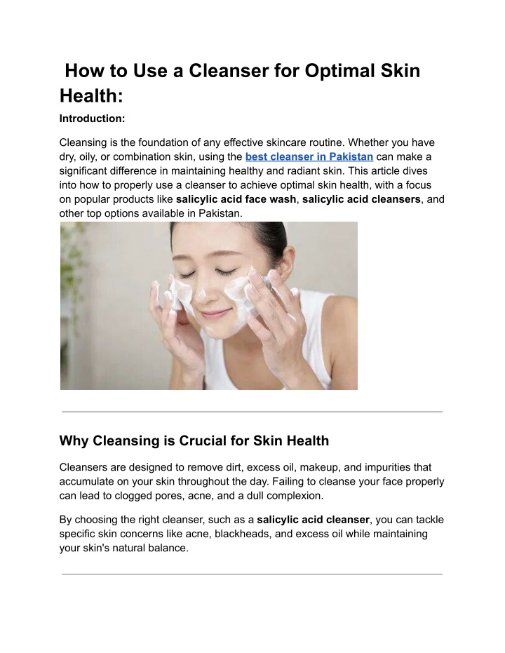 how to use a cleanser for optimal skin health n.w