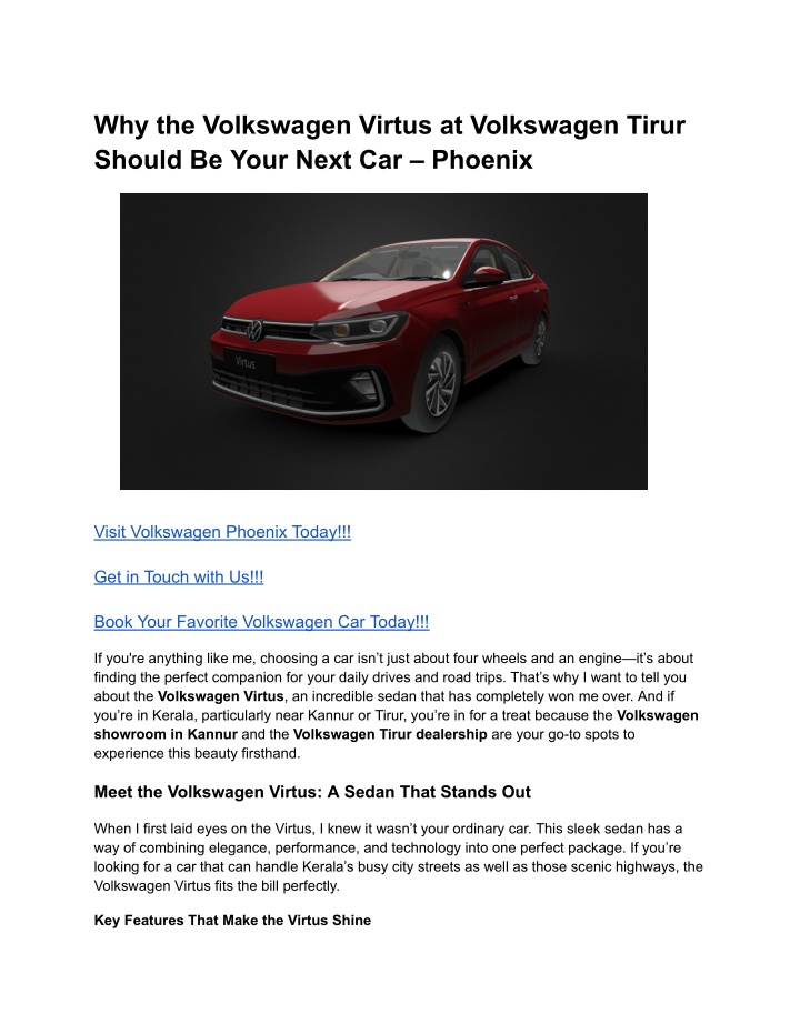 why the volkswagen virtus at volkswagen tirur n.w