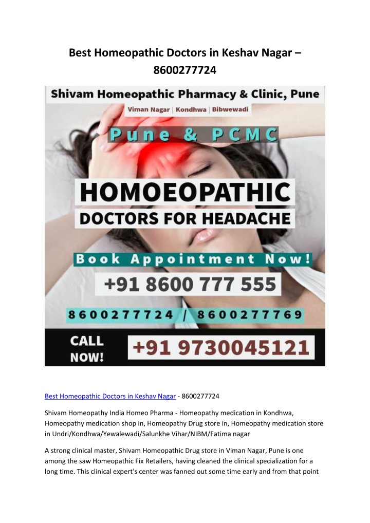 best homeopathic doctors in keshav nagar n.w