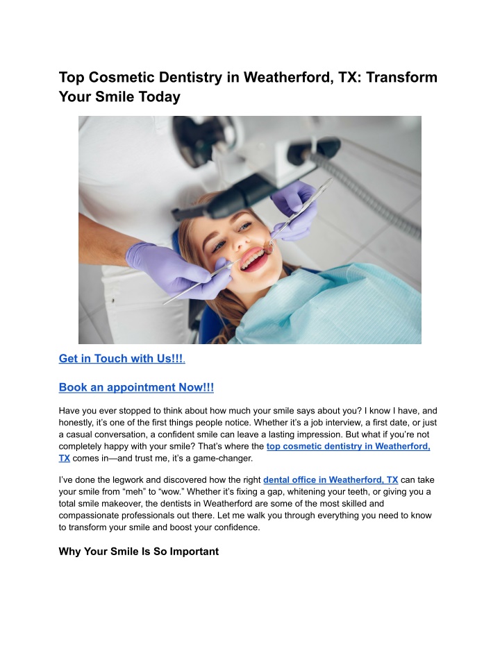 top cosmetic dentistry in weatherford n.w