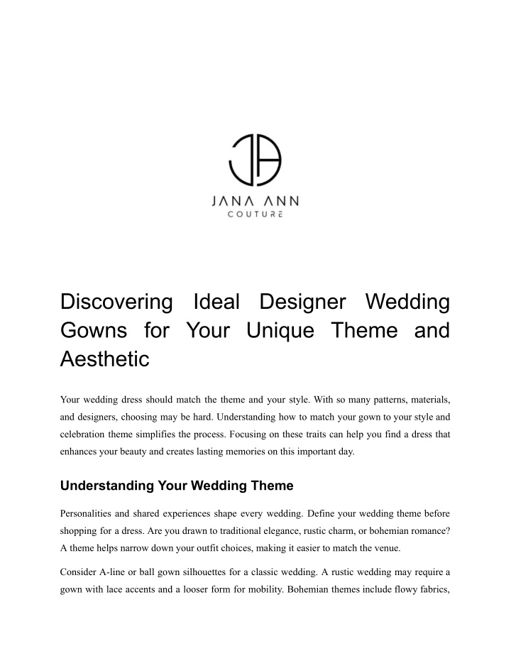 discovering gowns for your unique theme n.w