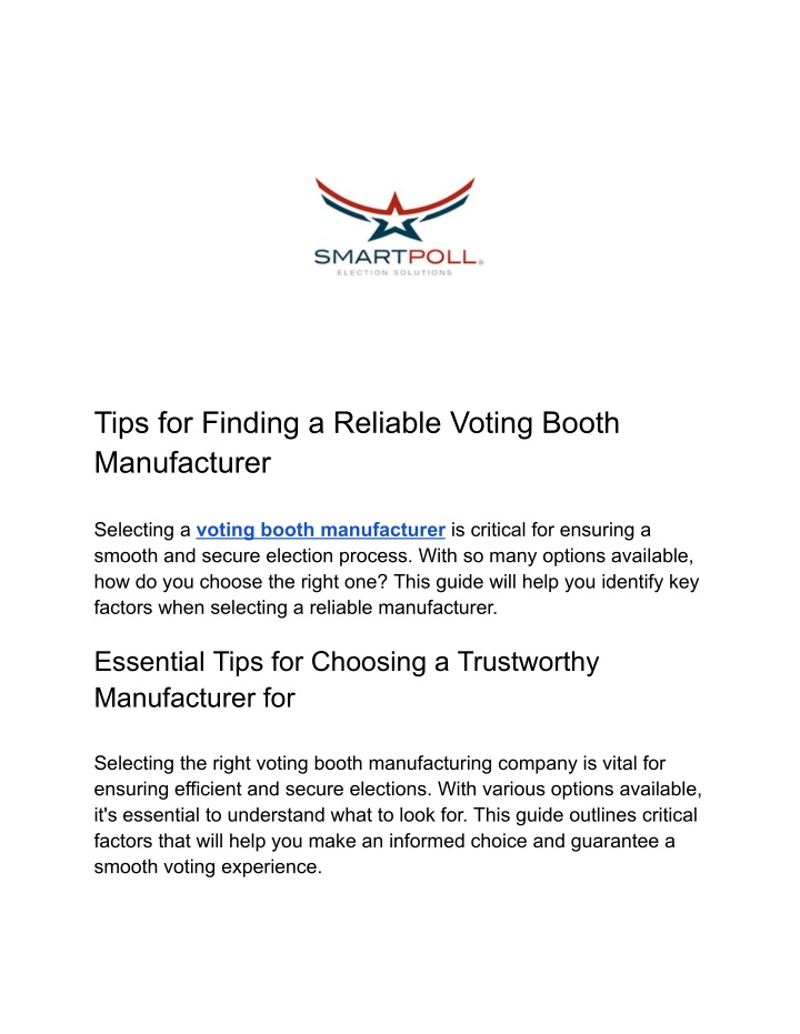 tips for finding a reliable voting booth n.w