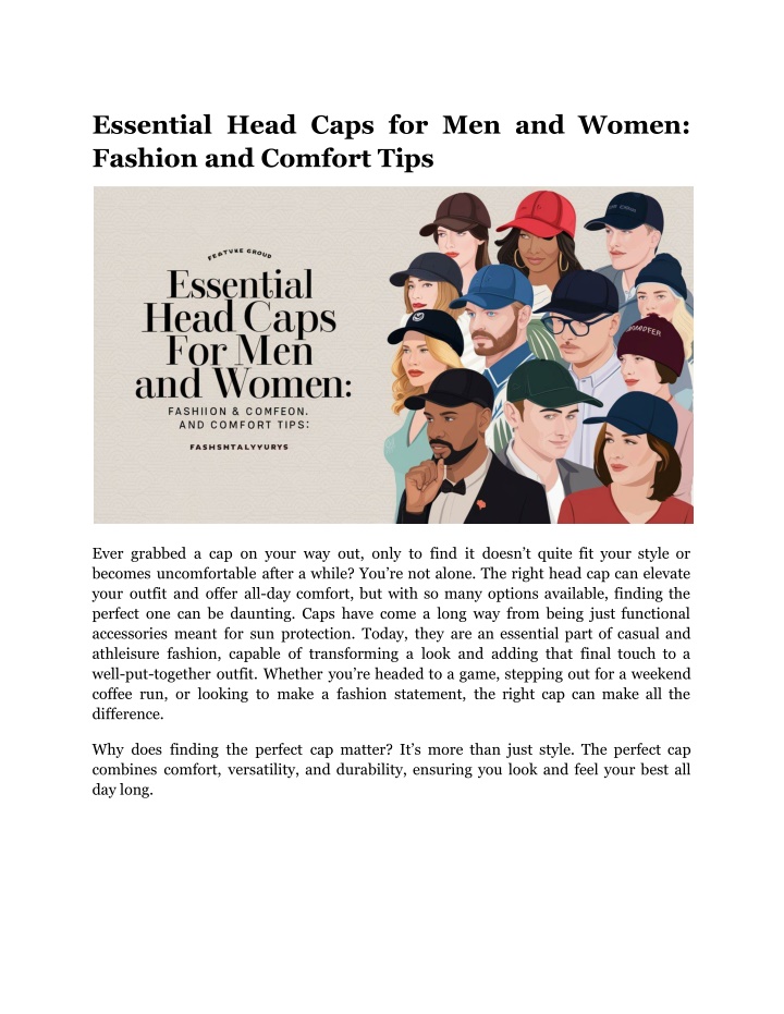 essential head caps for men and women fashion n.w