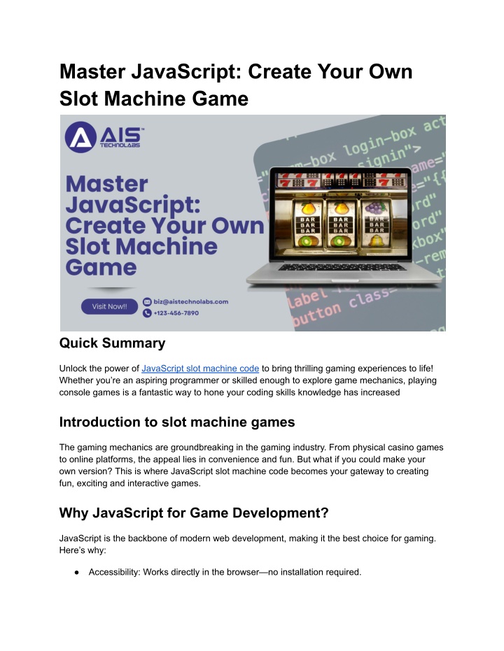 master javascript create your own slot machine n.w