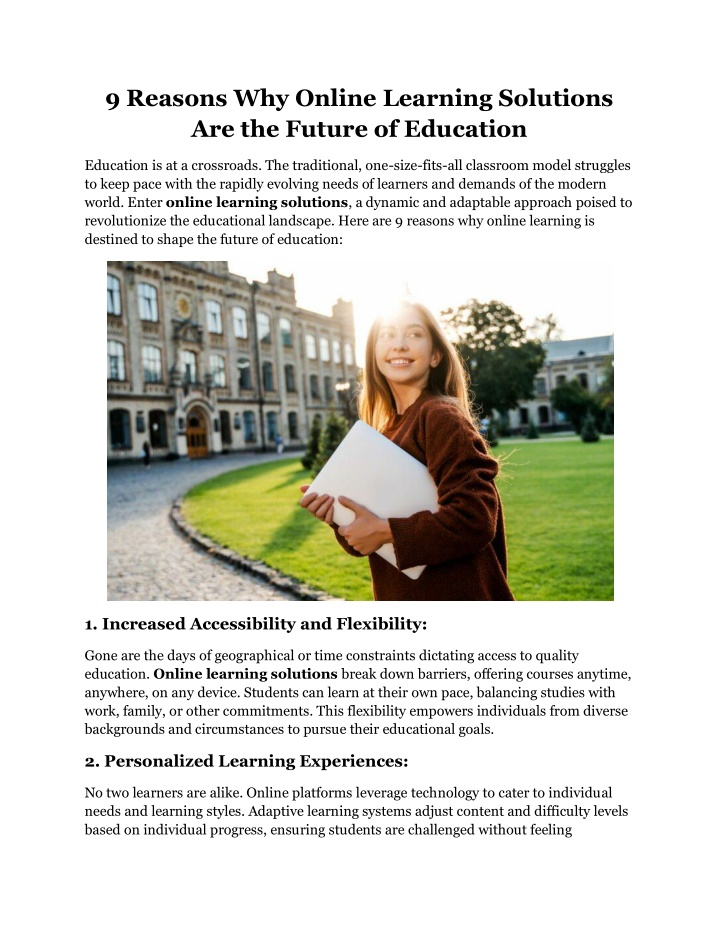 9 reasons why online learning solutions n.w