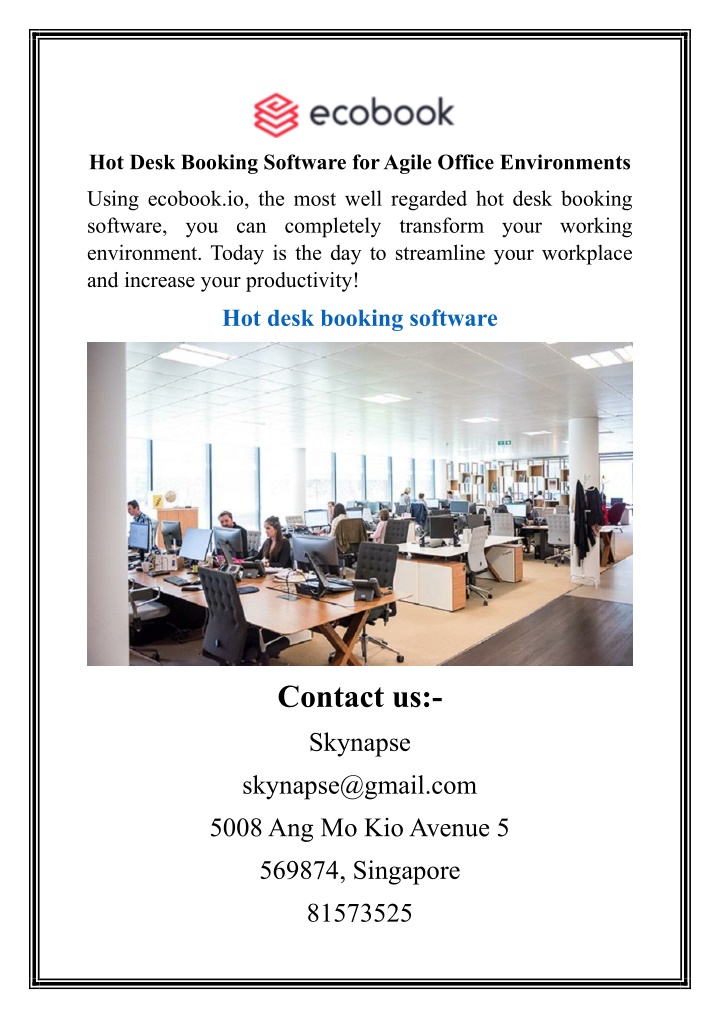 hot desk booking software for agile office n.w