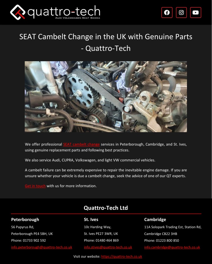 seat cambelt change in the uk with genuine parts n.w