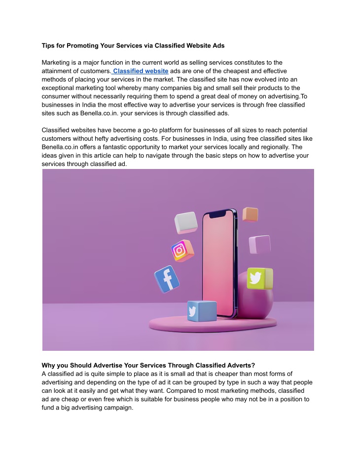 tips for promoting your services via classified n.w